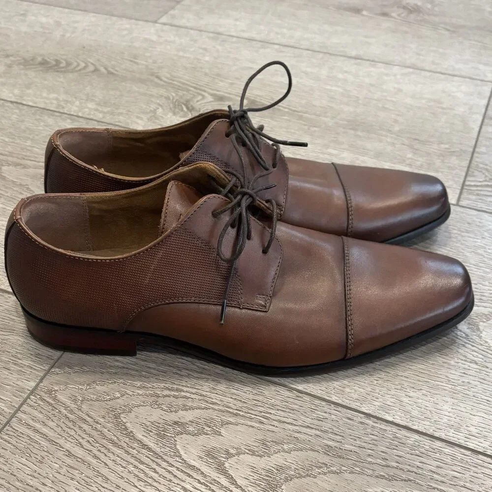 Florsheim Kierland Men's 8.5 Oxford CognacBrown Plain Toe‎ Derby Shoes 11751